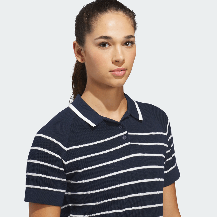 Adidas Ladies Ultimate365+ Stripe Knit Polo Shirt