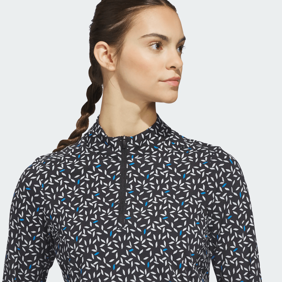 Adidas Ladies Ultimate365 Printed Quarter-Zip Mock Polo Shirt
