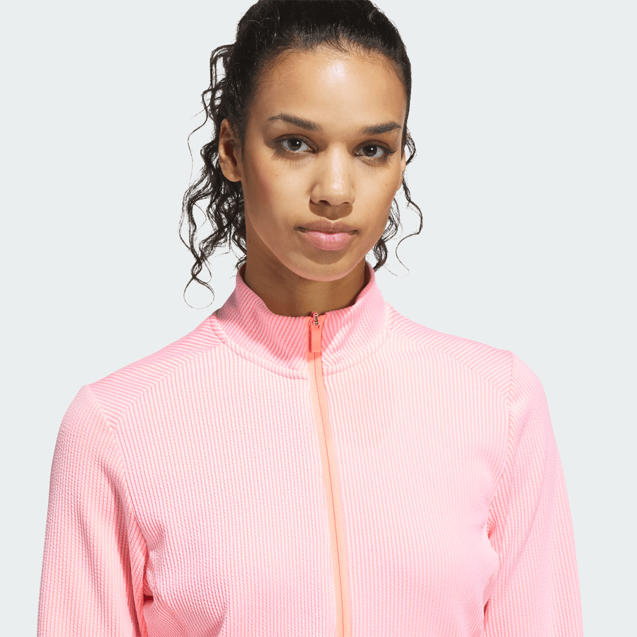 Adidas Ladies Performance Texture Full Zip Jacket - Pink
