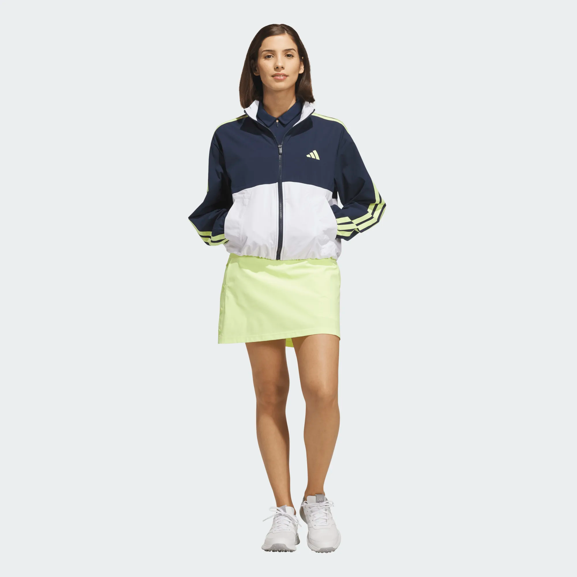Adidas Ladies Beyond The Course Colorblock Twistweave Full-Zip Jacket - Navy/White