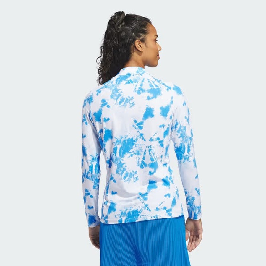 Adidas Ladies Ultimate365 Printed Quarter-Zip Mock Polo Shirt