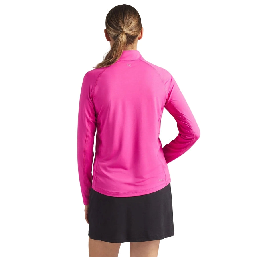 Puma Ladies YOU-V Solid 1/4 Zip Golf Pullover - Pink