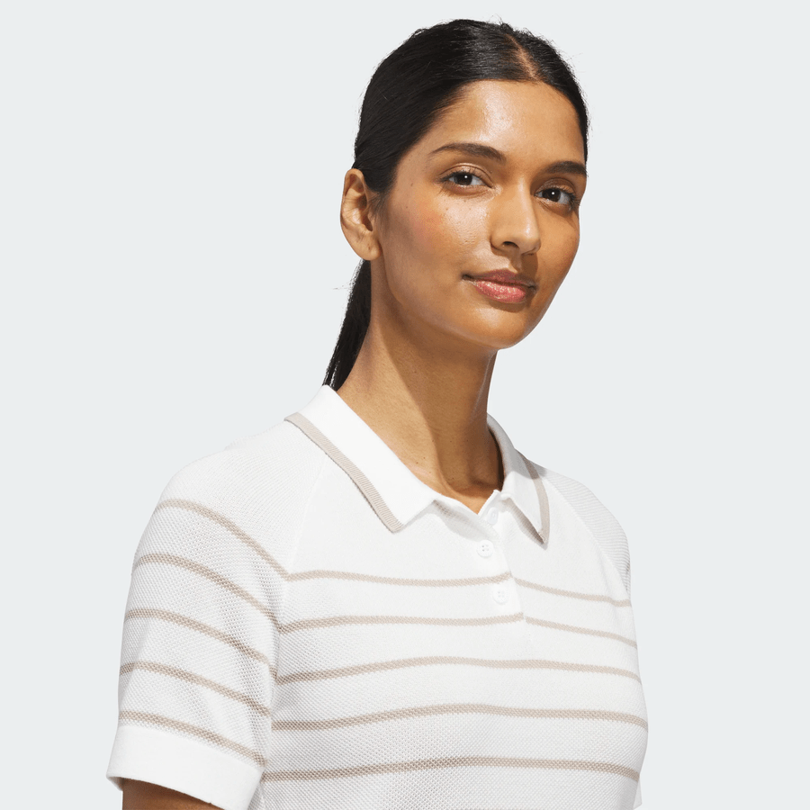 Adidas Ladies Ultimate365+ Stripe Knit Polo Shirt