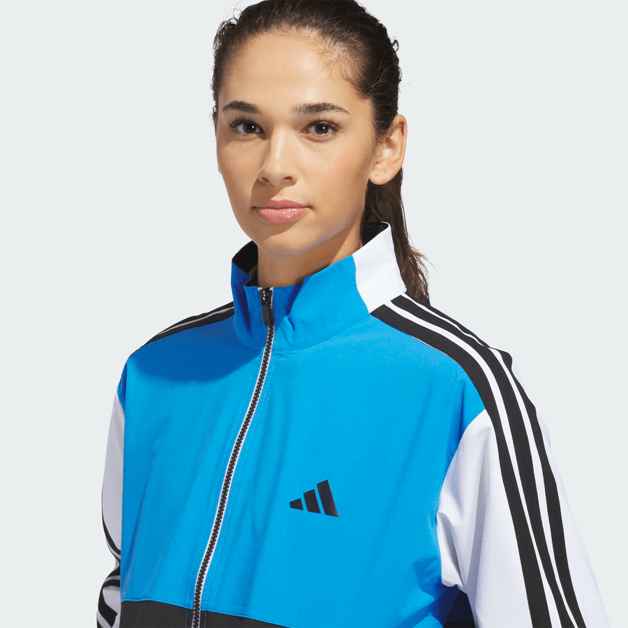Adidas Ladies Beyond THE Course Color Block Twistweave Full ZIP Jacket - Blue