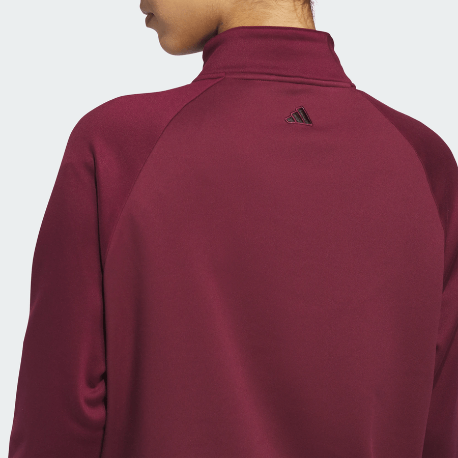Adidas Ladies Ultimate365+ Climawarm Loose Quarter-zip Hoodie - Maroon