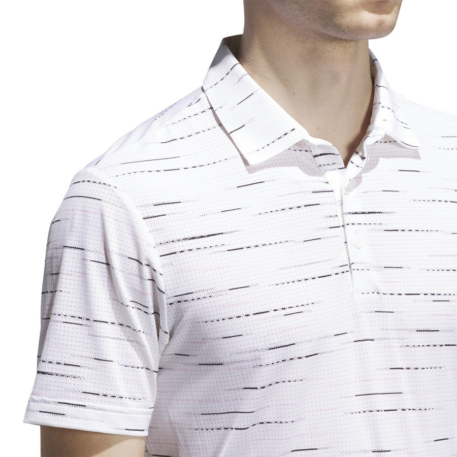 Adidas Ultimate365 Mesh Stripe Print Polo Shirt - White/Pink