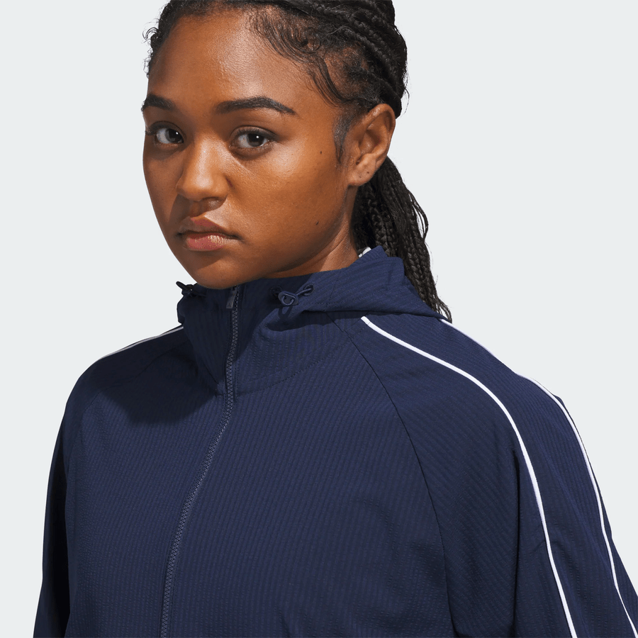 Adidas Ladies Ultimate365 Seersucker Quarter-Zip Jacket - Navy