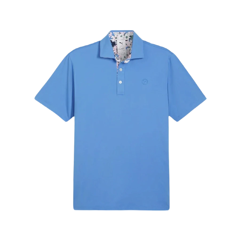 Pure AP Floral Trim Golf Polo - Blue