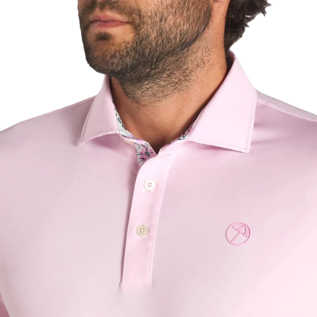 Pure AP Floral Trim Golf Polo - Pink