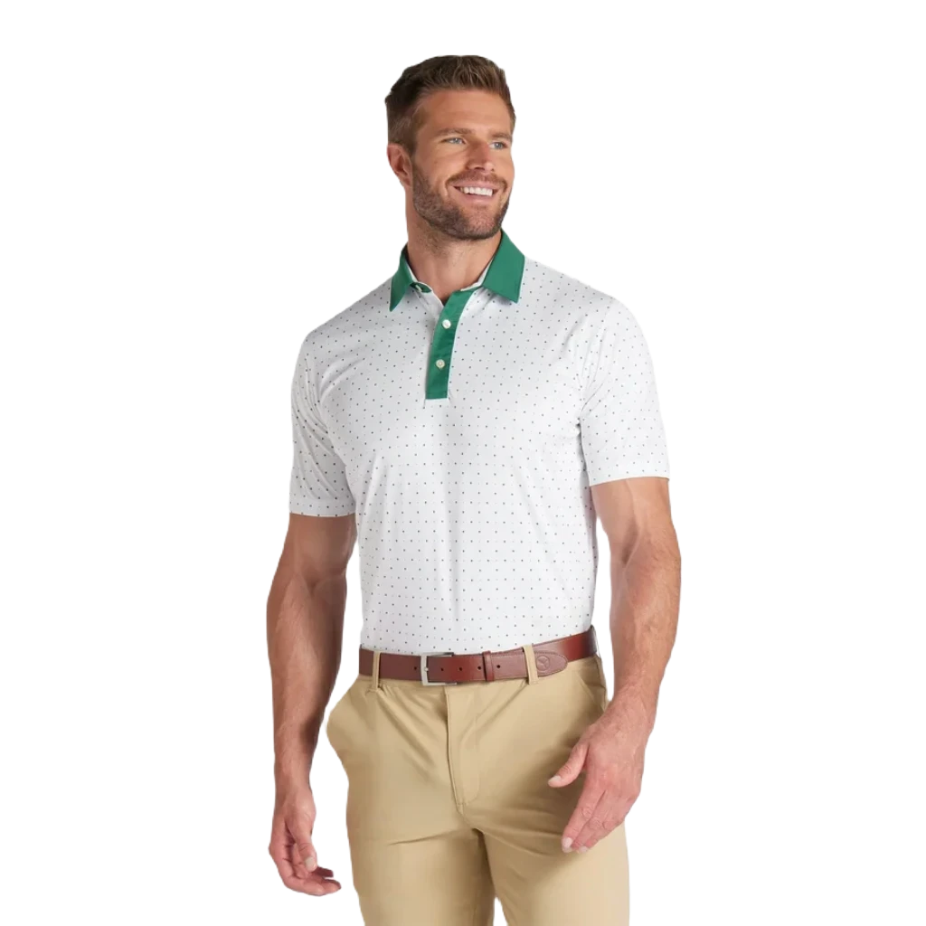 Pure Geo Golf Polo - White/Green