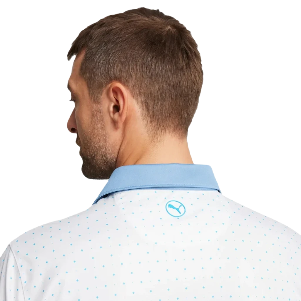 Pure Geo Golf Polo - White/Blue