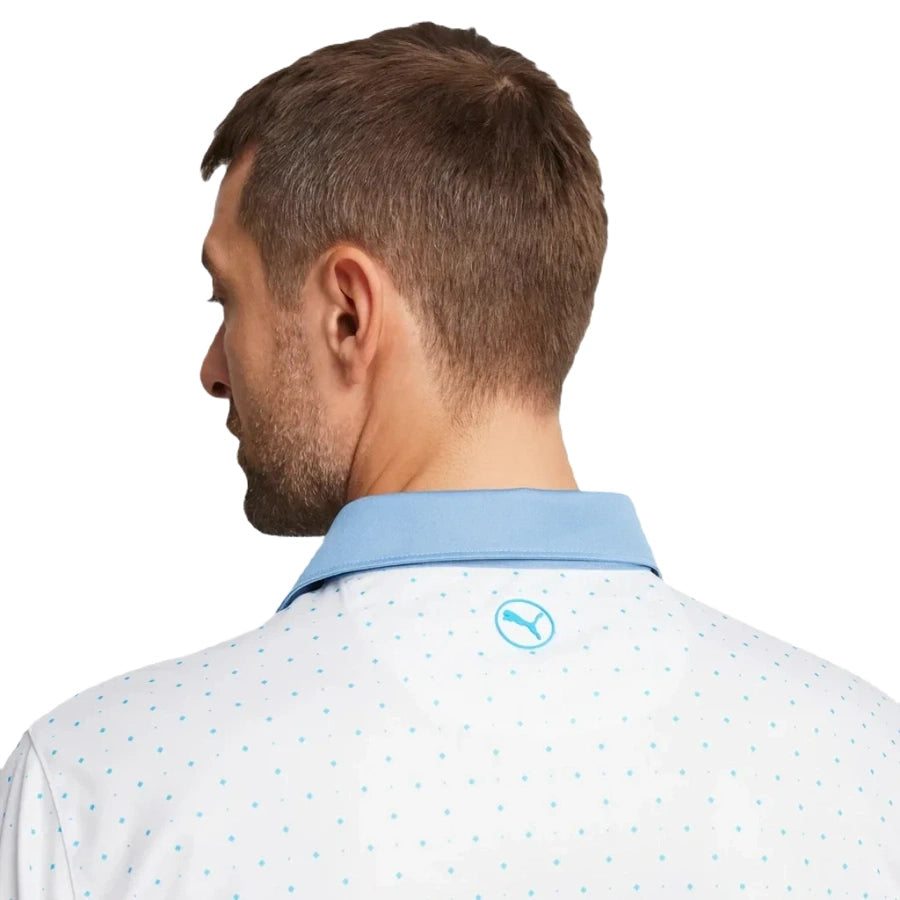 Pure Geo Golf Polo - White/Blue