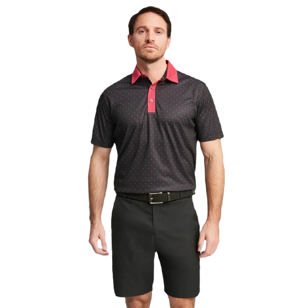 Pure Geo Golf Polo - Black/Pink