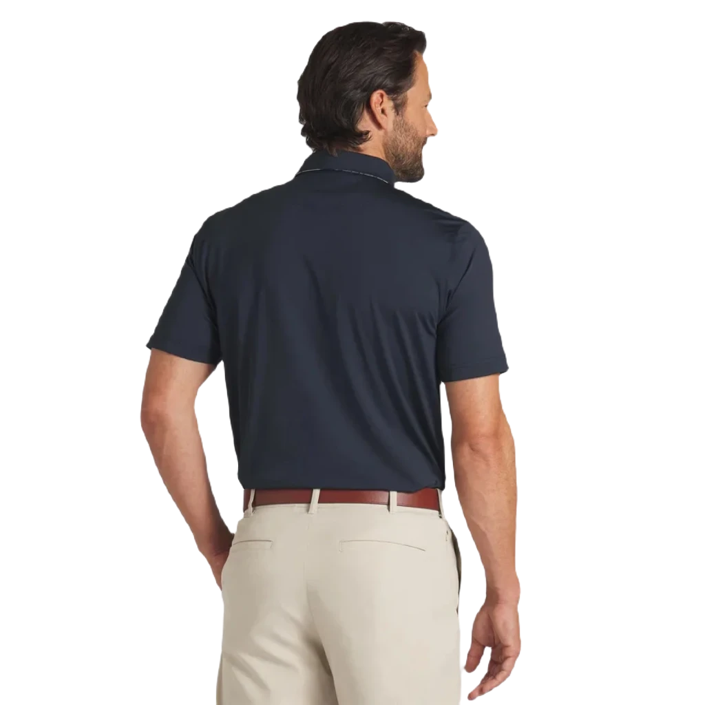 Pure AP Floral Trim Golf Polo - Navy