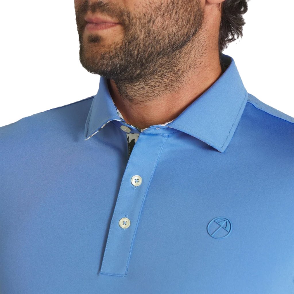 Pure AP Floral Trim Golf Polo - Blue