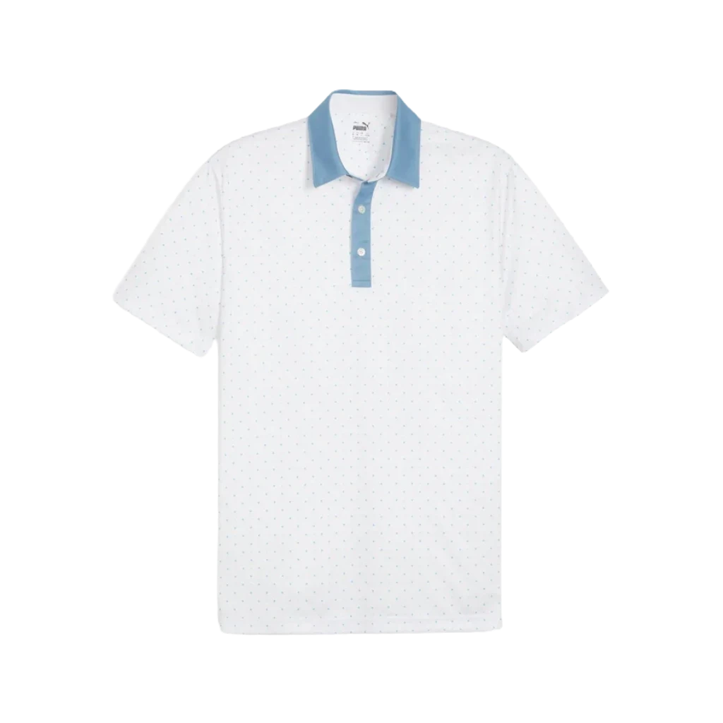 Pure Geo Golf Polo - White/Blue