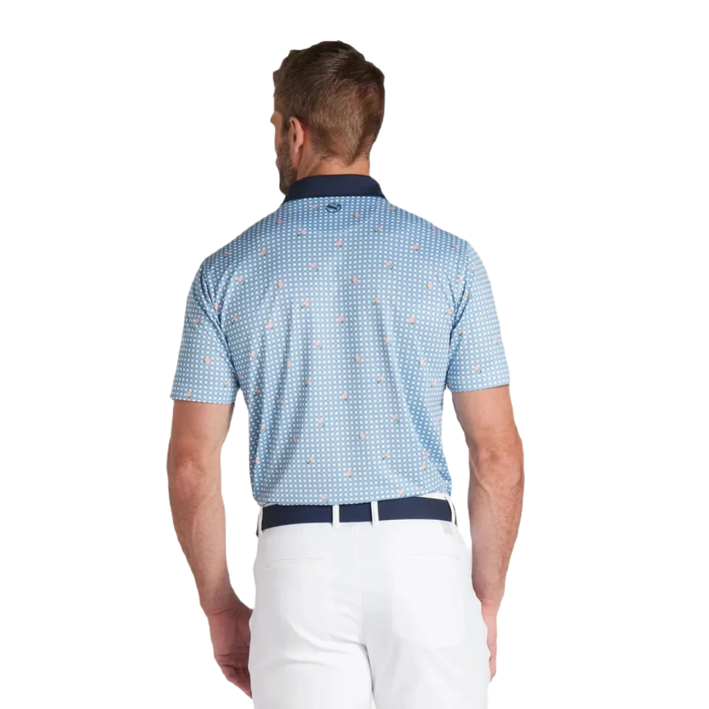 Puma Pique Gingham Golf Polo - Blue