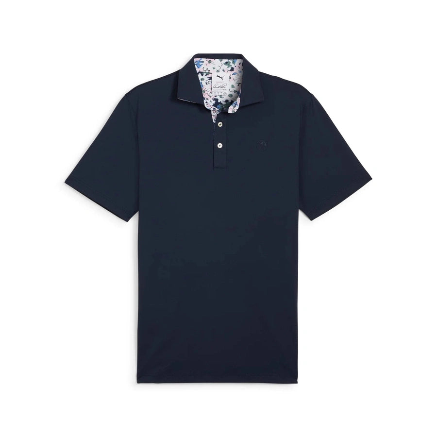 Pure AP Floral Trim Golf Polo - Navy