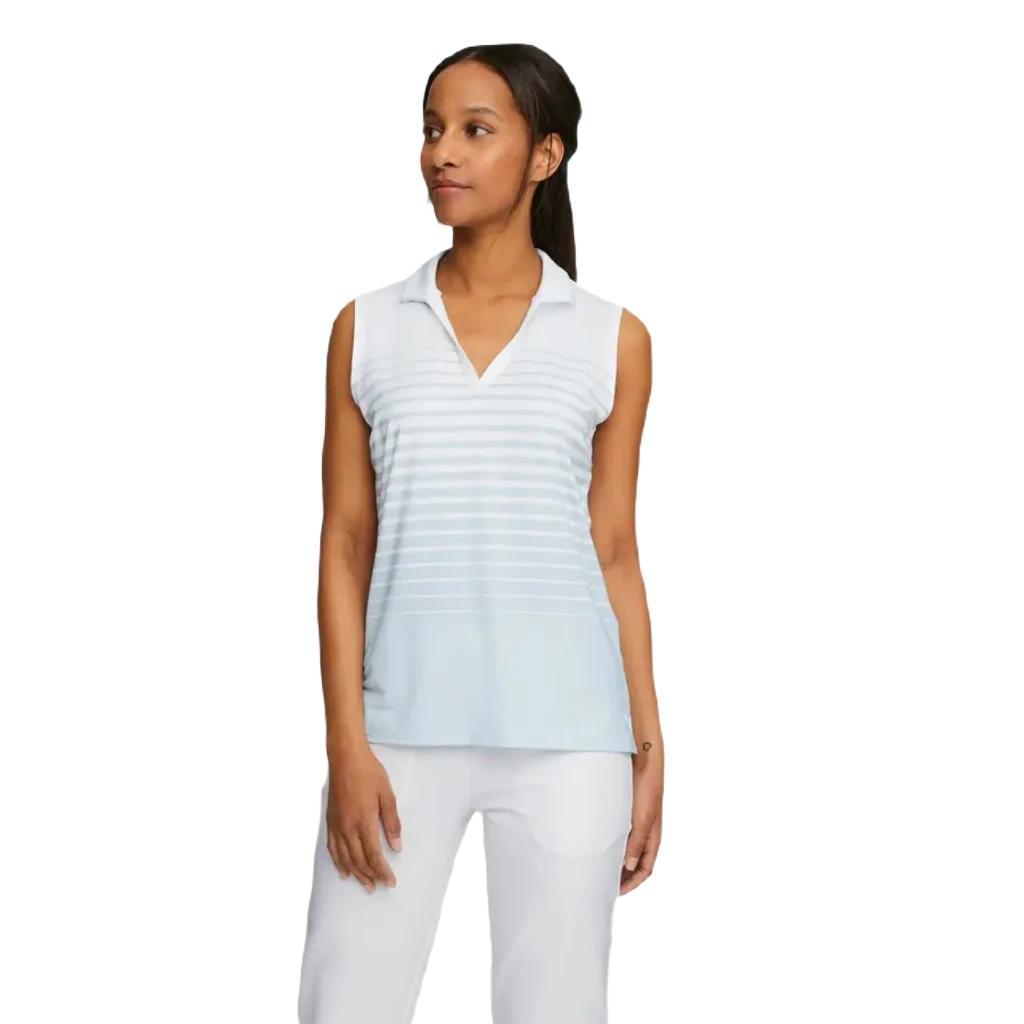 Puma Ladies MATTR Sleeveless Stripe Golf Polo