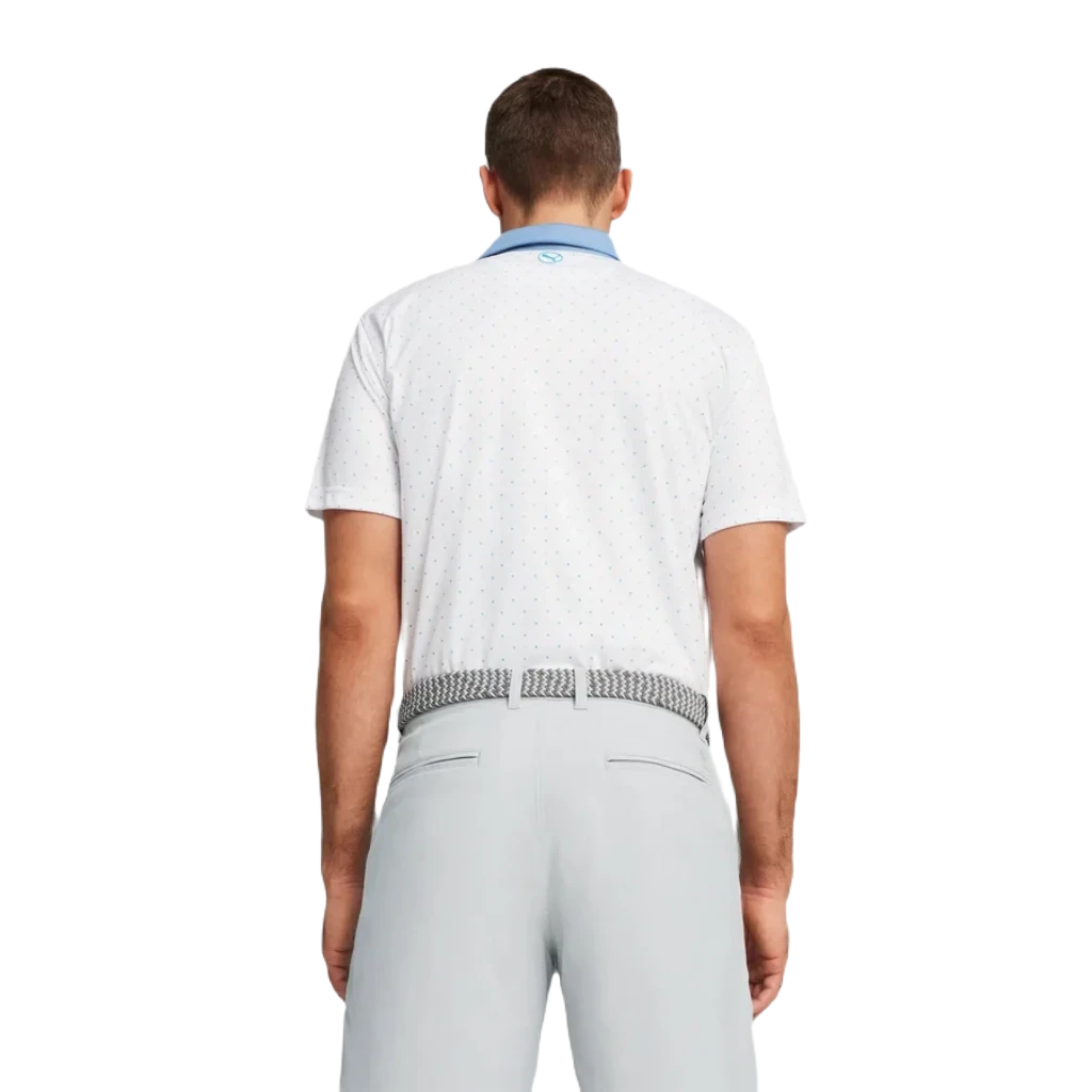 Pure Geo Golf Polo - White/Blue