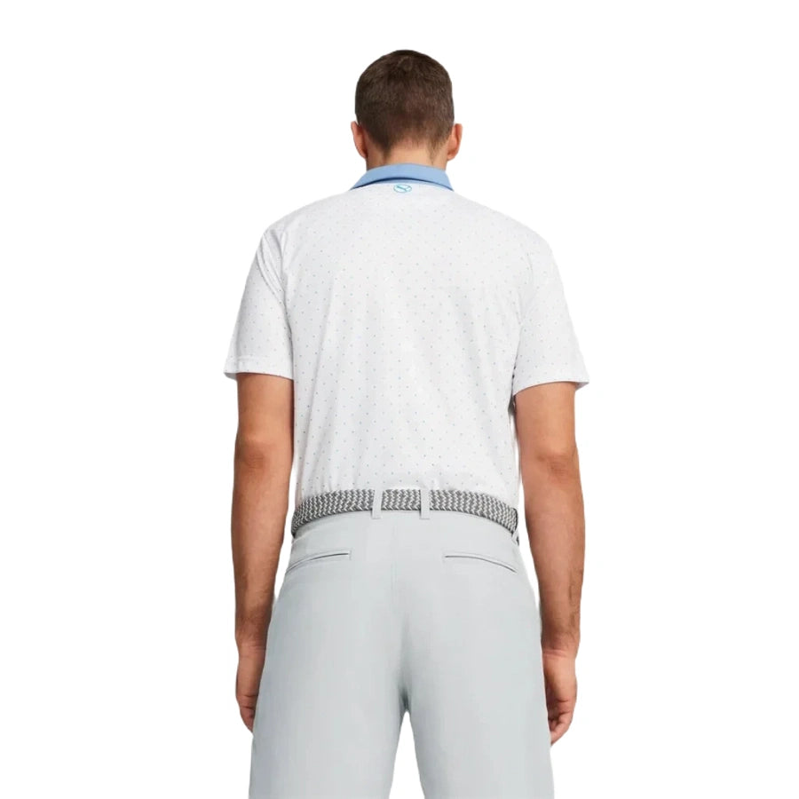 Pure Geo Golf Polo - White/Blue