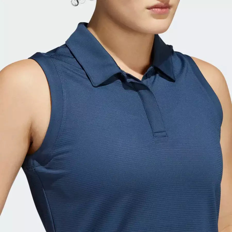 Adidas Ladies Sleeveless Polo Shirt Navy