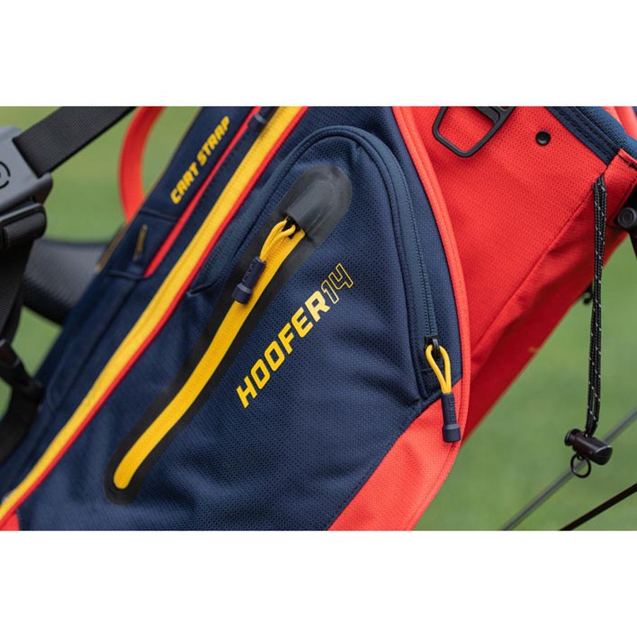 Detail of the side pocket of the Ping Hoofer 14 Carry Golf Bag