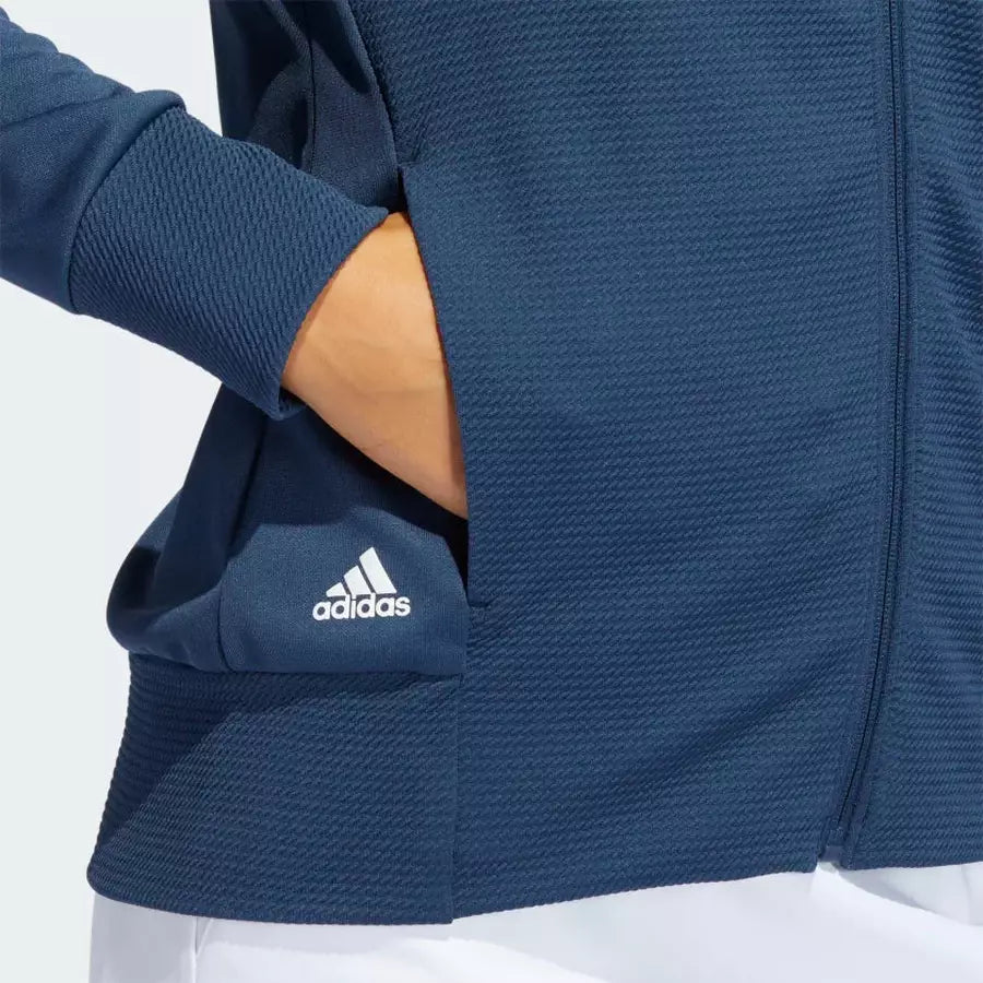 Adidas Ladies Textured Full-Zip Jacket - Navy