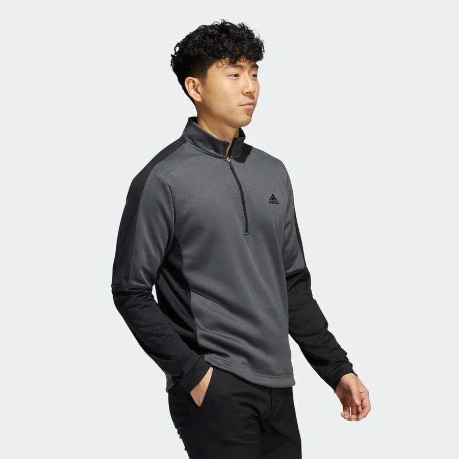 Adidas Colorblock Quarter-Zip Pullover Grey