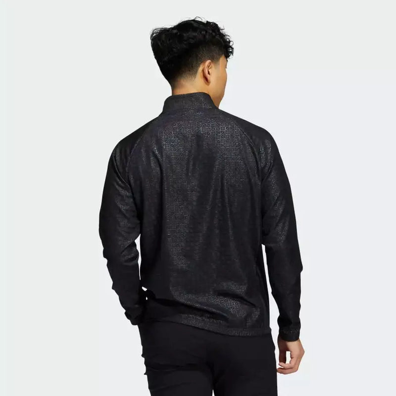 Adidas Debossed Quarter-Zip Pullover - Black