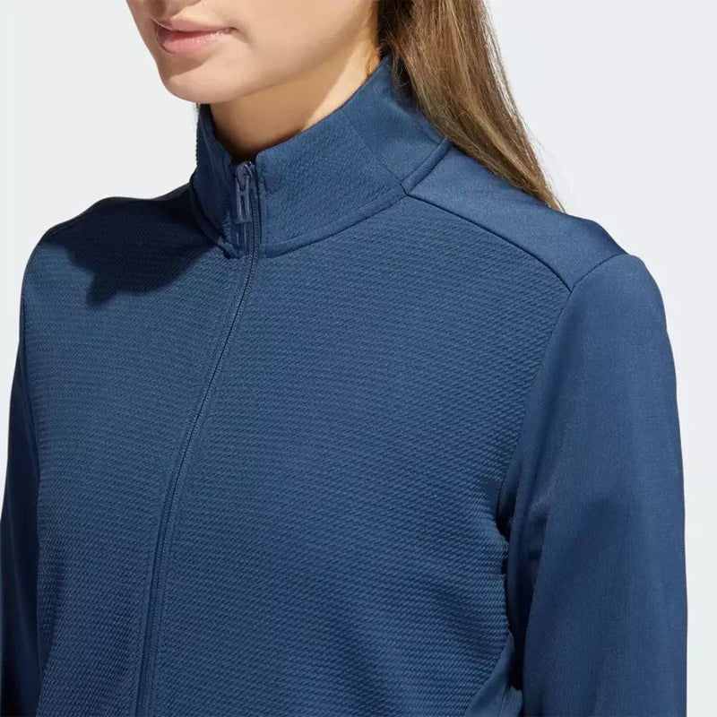 Adidas Ladies Textured Full-Zip Jacket - Navy