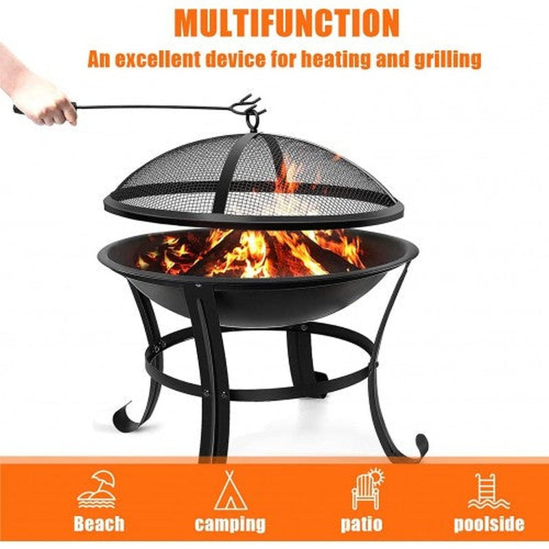 KingSo 22" Steel Outdoor Wood Burning Fire Pit