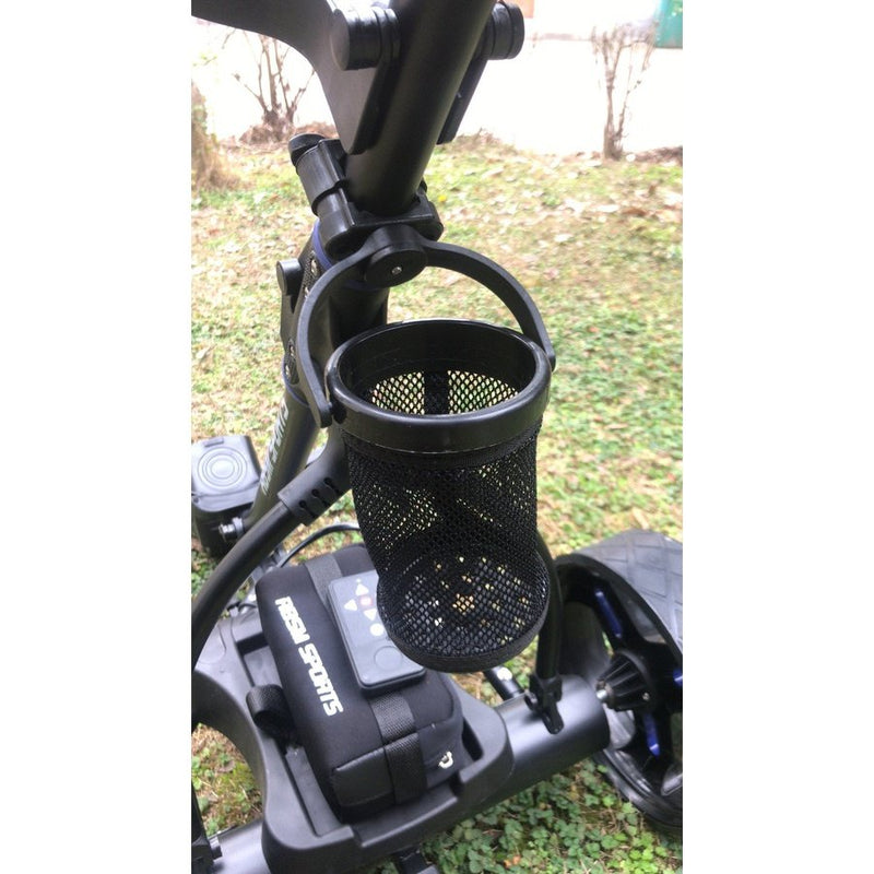 Real image of the drink holder in the RBSM Sports G93R Electric Golf Trolley - Refurbished
