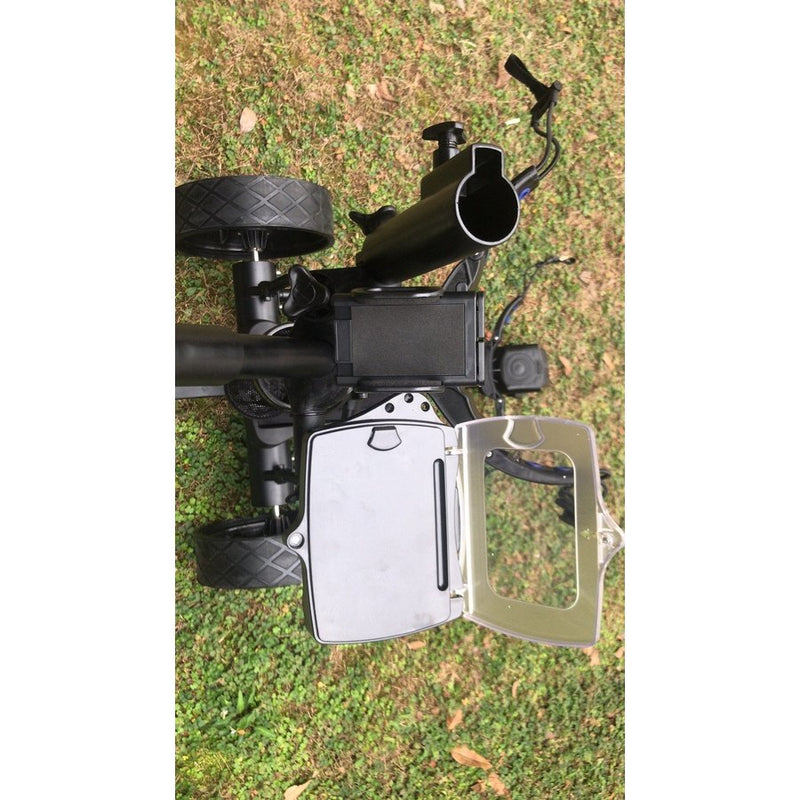 Real image of the score card holder in the RBSM Sports G93R Electric Golf Trolley - Refurbished