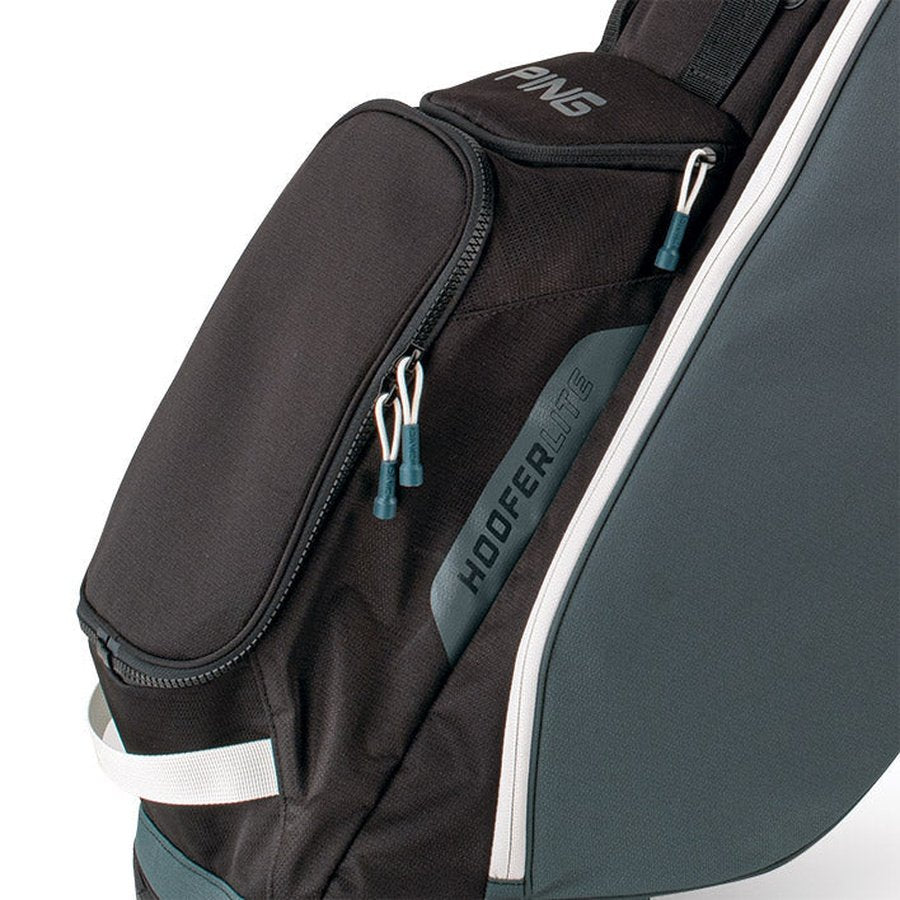 Detail of pocket grey Ping Hooferlite 201 Carry Golf Bag