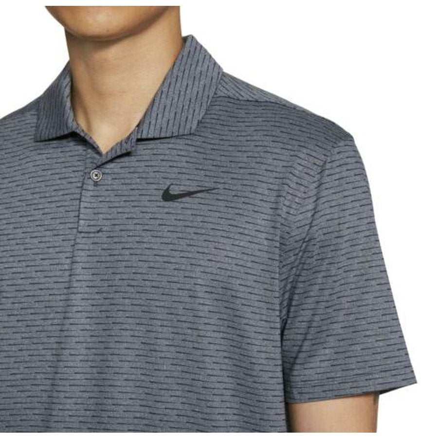 Men's Long Sleeve Polo Shirts Striped Quick Dry Golf Shirts - Dark Grey / S