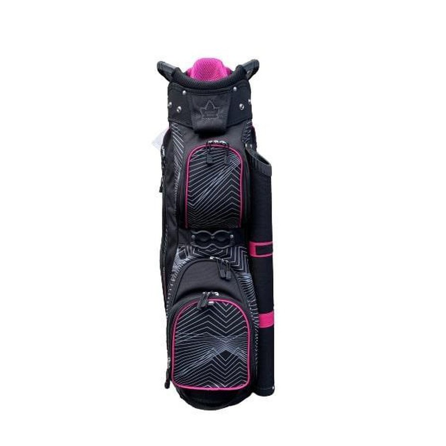 Northern Spirit Full Divider 14 Diamondback Golf Bag black with white lines and pink details